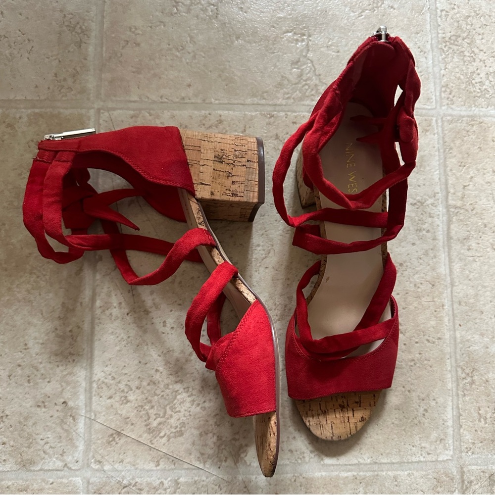 Nine West Red Strappy Sandals